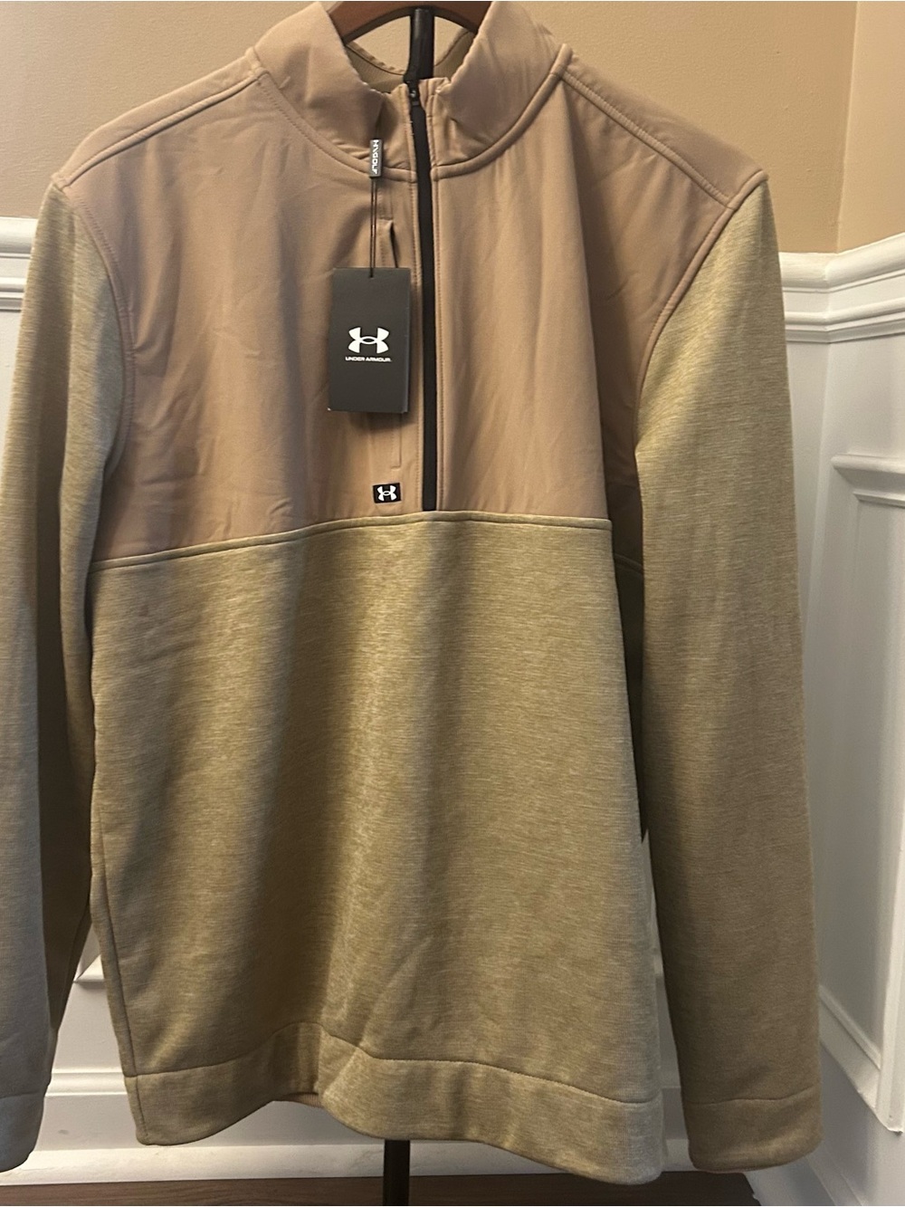 Under Armour Men's Drive Storm Half Zip Camel/Sandstorm/White, Large New - Picture 2 of 11